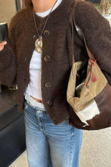 Minimalist Button Long Sleeve Christmas Cardigan