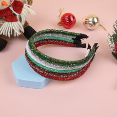 Accessoire de cheveux de fête de Noël avec strass rouges et verts