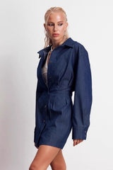 Denim Shirt A-Line Mini Dress