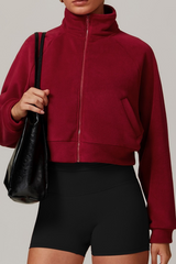 Vêtements d'extérieur chauds et coupe-vent, doublés en polaire, à col montant et fermeture éclair, parfaits pour le yoga ou Noël.