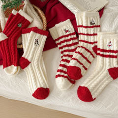 Chaussettes de Noël mi-mollet épaisses et chaudes en polaire corail