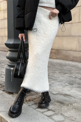 Plush Knit Long Christmas Skirt