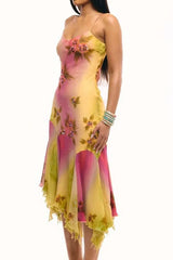 Robe midi imprimée bohème dos nu