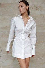 Robe courte chemise blanche en coton