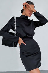 Satin Backless Bow Mini Dress