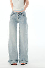 Low Rise Light Blue Straight Jeans