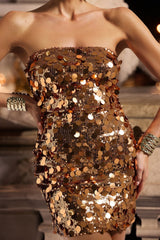 Sexy Strapless Off Shoulder Backless Party Sequin Dress