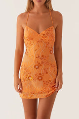 Floral Sequin Cami Mini Dress