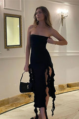 Robe midi asymétrique dos nu