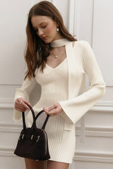 A-Line Knit Long Sleeve Mini Dress