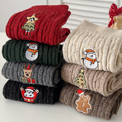 Chaussettes de Noël mi-mollet à broderie torsadée