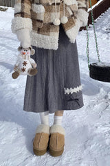 Bow Detail Knit A-Line Christmas Skirt