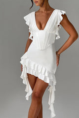 Satin Deep V Bodycon Midi Dress