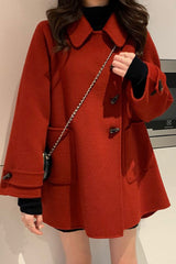 Manteau à brandebourgs en laine mélangée, idéal pour les fêtes de fin d'année