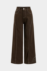 Denim Seamdetail High Waist Straight Leg Jeans