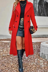 Veste d'extérieur chic de Noël en laine mélangée à revers croisés.