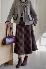 Jupe de Noël vintage en mohair rouge