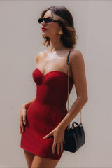 Strapless Lace-Up Party Dress