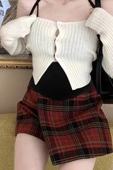 Jupe de Noël trapèze à carreaux rouges