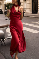 Robe de soirée drapée à col bénitier