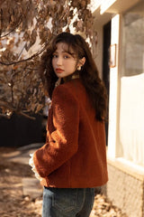 Vêtements d'extérieur de Noël en laine à empiècements de dentelle rétro