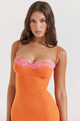 Robe midi patchwork en dentelle