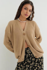Relaxed Fit Solid Color Christmas Cardigan