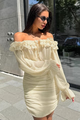 Ruffled Slim Fit Mini Dress