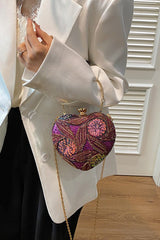 Sac de soirée vintage à paillettes, sac bandoulière chic pour les fêtes.