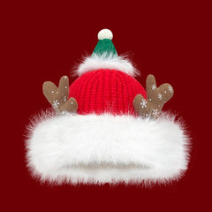 Bonnet de Noël en tricot doublé polaire avec motif renne