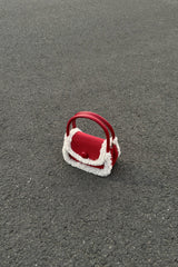 Sac à main carré rouge flou, mini sac bandoulière