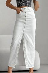 Jupe cargo blanche taille haute