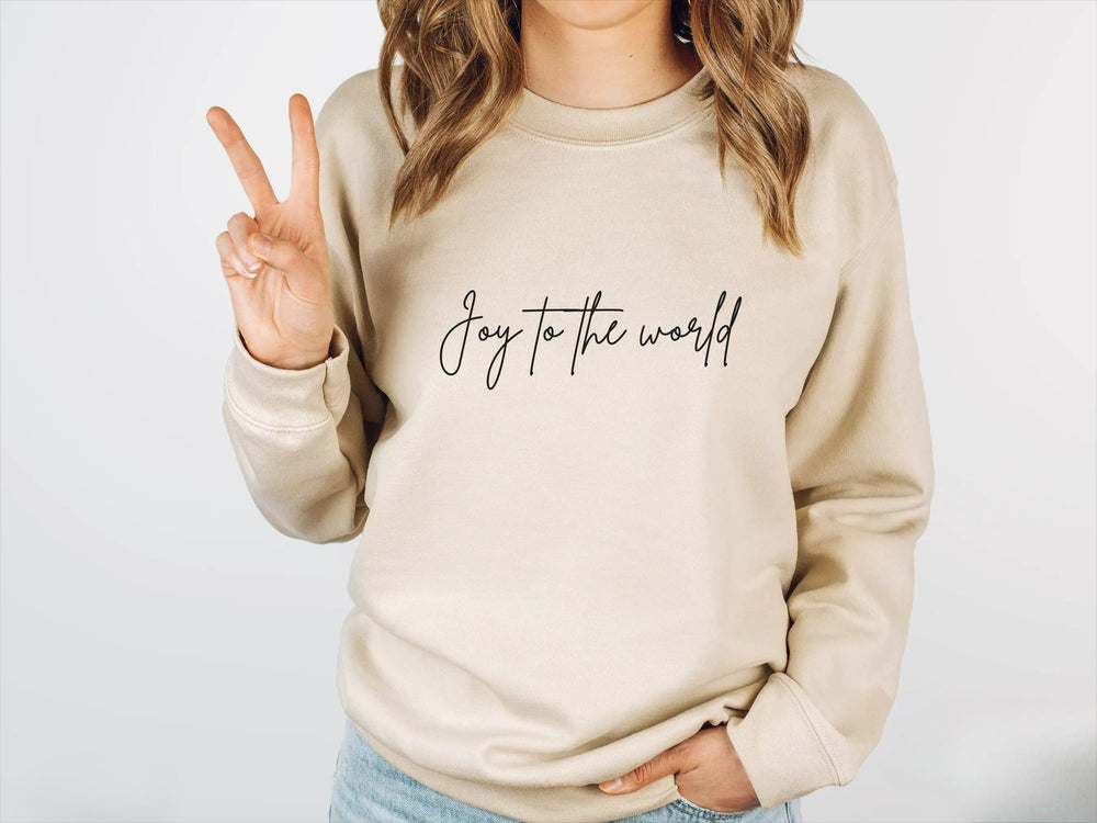 Simple Hipster Joy To World All-Match Regularfit Christmas Hoodie Creamy-White / S Hoodies-L