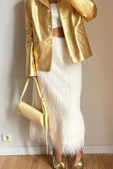 Fringe High-Waist A-Line Skirt