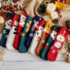 Chaussettes de Noël chaudes en polaire corail douce, paquet de boules