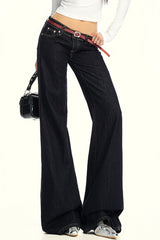 Low Rise Dark Blue Flare Jeans