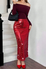 High Slit Bodycon Christmas Skirt