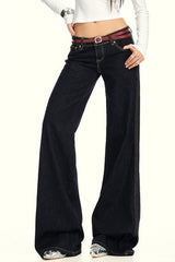Low Rise Dark Blue Flare Jeans