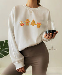 Aesthetic Cute Gingerbread Holiday Cookie Trendy Christmas Hoodie White / S Hoodies-L