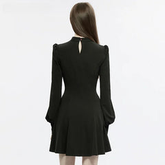 Robe noire sexy à manches bouffantes gothiques en forme de cœur