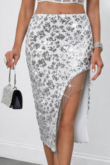 Jupe de Noël à franges et paillettes