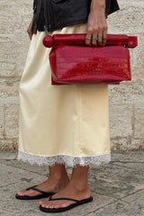 Jupe longue droite à bordure en dentelle