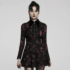 Robe gothique imprimée en maille élastique déchirée