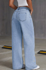 Floral Embroidered Denim Jeans