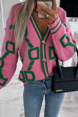 Gilet en maille à manches longues avec lettres contrastées