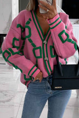 Gilet en maille à manches longues avec lettres contrastées