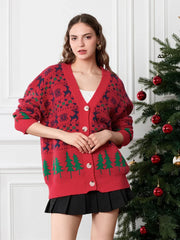 Classic Vintage Long Sleeve Button-Up Warm Cardigans Christmas Sweater Sweaters-L