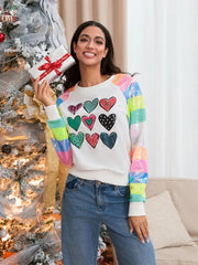 Cute Casual Autumn Patchwork Long Sleeve Sequined Christmas Sweater White3 / S Sweaters-L