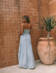 Robe longue bustier Hattie à poches et nœud sur le devant - Nénuphar 