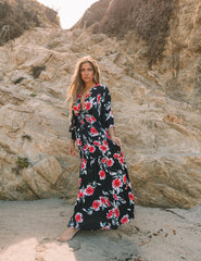 Robe longue kimono à fleurs Kaydence - VENTE FINALE